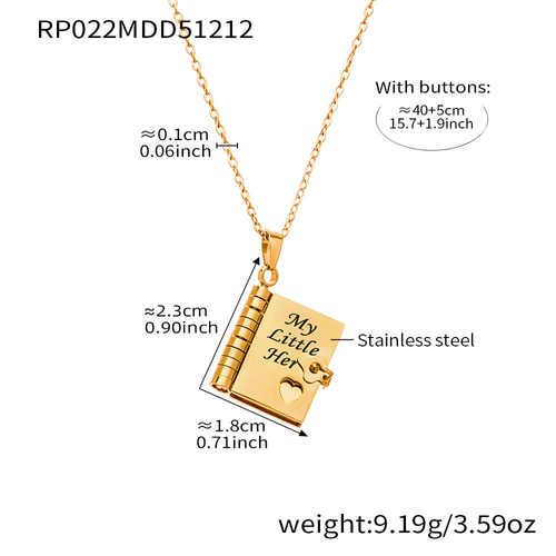 Book Pendant Necklace for Son, Engraved Inspirational Message Letter Necklace, Stainless Steel Sentimental Keepsake Gift for Son