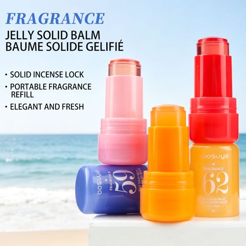Bosuya 4PCS Jelly Solid Perfume Balm Set – Long Lasting Fragrance Stick for Women & Men, Portable & Non-Sticky