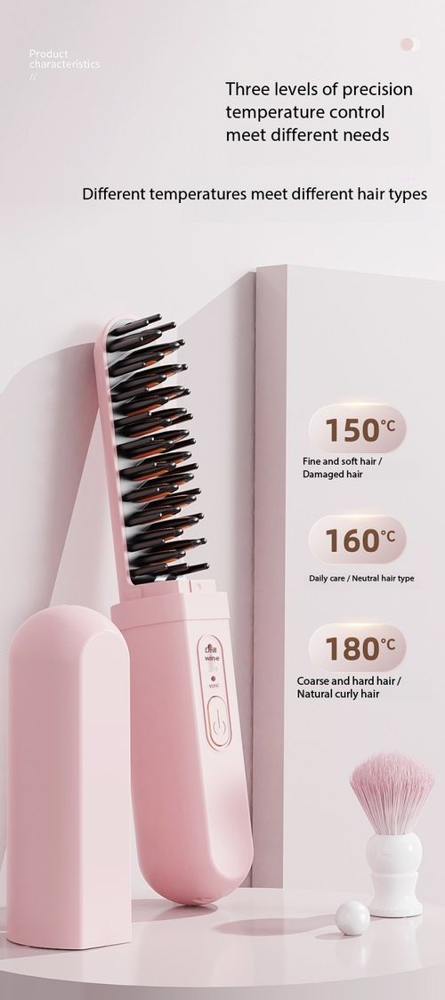 Portable Wireless Mini Hair Straightener Comb, Rechargeable Negative Ion Straightening Brush, 3 Temperature Settings, Travel Capsule Hot Comb for Smooth Frizz-Free Hair