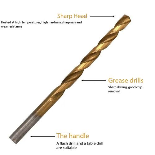 99‑Pcs Titanium Coated Twist Drill Bit Set, 1‑10mm Multi‑Size Round Shank Drill Bits for Electric Drill & Bench Drill