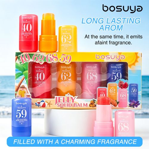 Bosuya 4PCS Jelly Solid Perfume Balm Set – Long Lasting Fragrance Stick for Women & Men, Portable & Non-Sticky