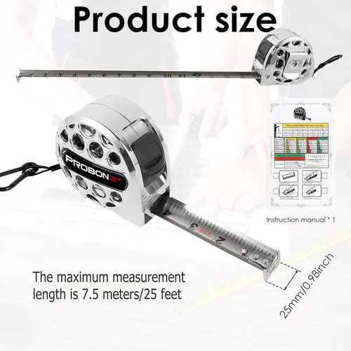 7.5m Stainless Steel Tape Measure Waterproof Rustproof Hollow Frame Industrial Grade Self-Lock Anti-Drop Wear-Resistant Measuring Tape for Construction Site