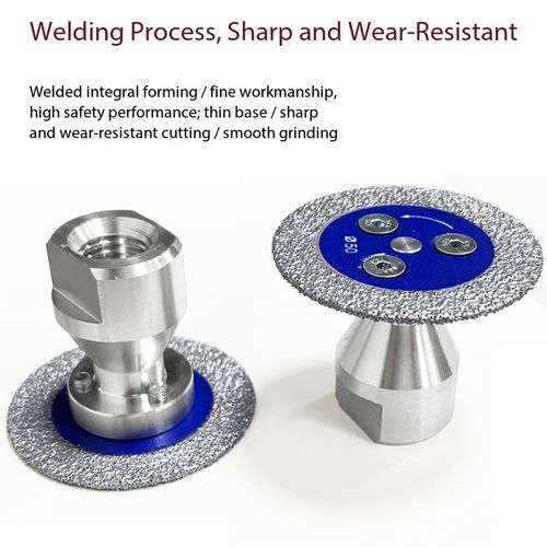 3Pcs M14 Thread Diamond Mini Saw Blade, 50mm Vacuum Brazed Cutting Disc, Detachable Stone Cutting Wheel for Marble, Quartz, Ceramic, Glass & Artificial Stone