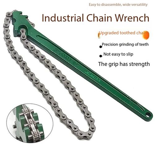 Chain Oil Filter Wrench Adjustable High Carbon Steel Forged Pipe Wrench Multi-Function Oil Filter Removal Tool for Cars Trucks Motorcycles Pipe Fitting Repair