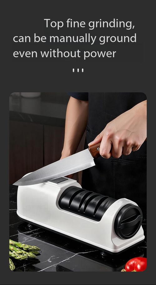 Electric Knife Sharpener 3-Sec Fast Sharpening USB Rechargeable Automatic Multifunction Knife Scissors Sharpener with Suction Base Replaceable Grinding Wheel Kitchen