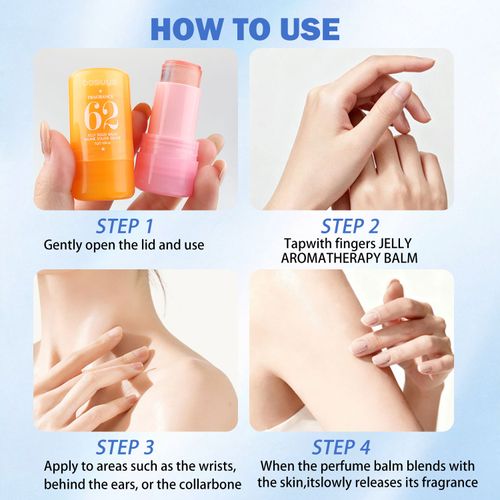 Bosuya 4PCS Jelly Solid Perfume Balm Set – Long Lasting Fragrance Stick for Women & Men, Portable & Non-Sticky