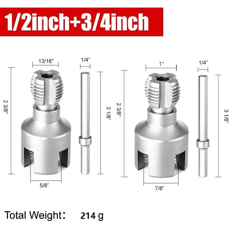 3‑Piece PPR PVC Pipe Tap Tool Kit, Integrated Internal & External Thread Tapping Cutter, Pipe Thread Repair Tool for Water Pipe
