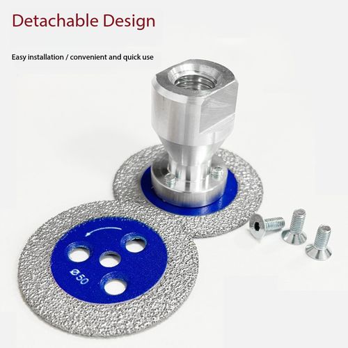 3Pcs M14 Thread Diamond Mini Saw Blade, 50mm Vacuum Brazed Cutting Disc, Detachable Stone Cutting Wheel for Marble, Quartz, Ceramic, Glass & Artificial Stone