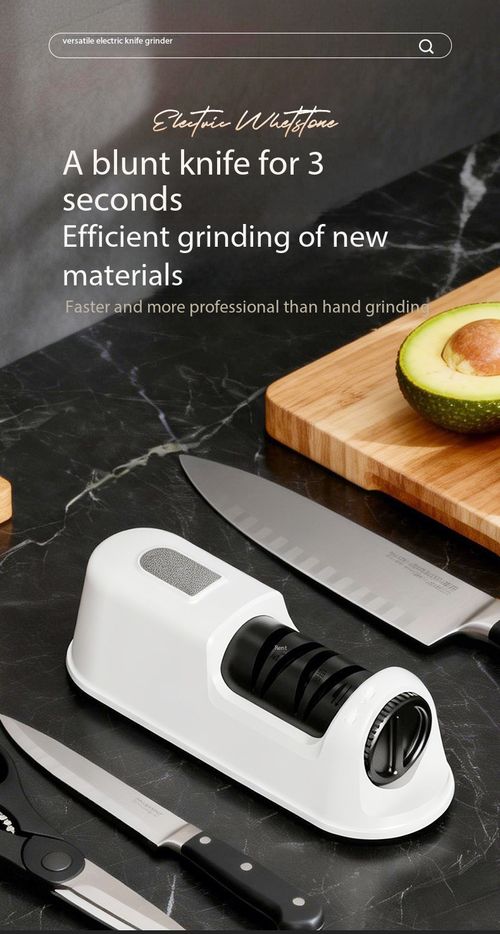 Electric Knife Sharpener 3-Sec Fast Sharpening USB Rechargeable Automatic Multifunction Knife Scissors Sharpener with Suction Base Replaceable Grinding Wheel Kitchen