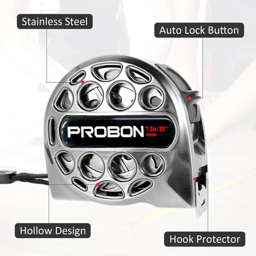 7.5m Stainless Steel Tape Measure Waterproof Rustproof Hollow Frame Industrial Grade Self-Lock Anti-Drop Wear-Resistant Measuring Tape for Construction Site