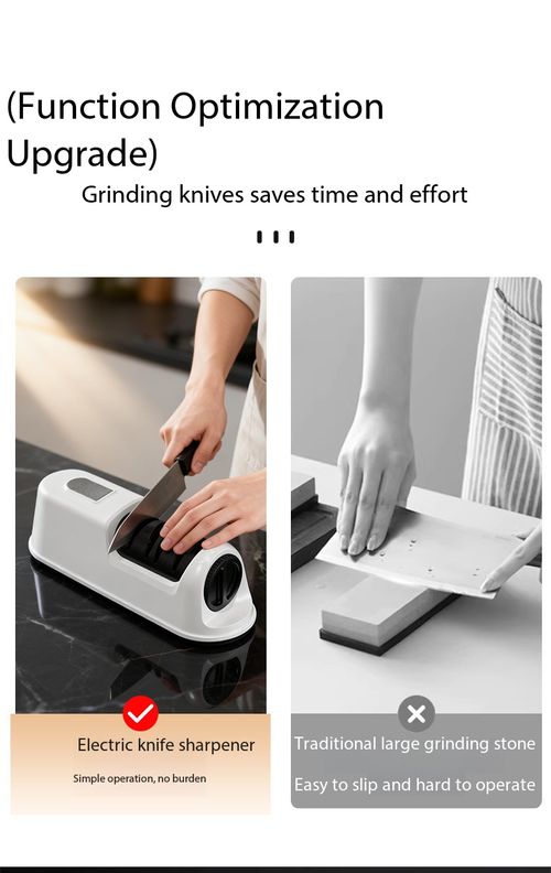 Electric Knife Sharpener 3-Sec Fast Sharpening USB Rechargeable Automatic Multifunction Knife Scissors Sharpener with Suction Base Replaceable Grinding Wheel Kitchen