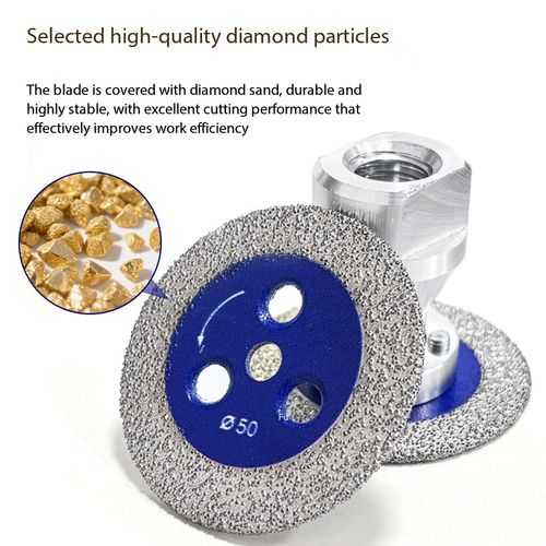 3Pcs M14 Thread Diamond Mini Saw Blade, 50mm Vacuum Brazed Cutting Disc, Detachable Stone Cutting Wheel for Marble, Quartz, Ceramic, Glass & Artificial Stone