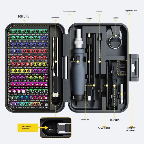 132 in 1 Precision Screwdriver Set Magnetic Screwdriver Bits Phone Repair Tool Kit with Tweezers Suction Cup Spudger for iPhone Laptop Watch Glasses DIY Repair