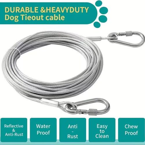 Heavy Duty Stainless Steel Wire Clothesline with Hooks - Rust-Proof Outdoor Laundry Rope