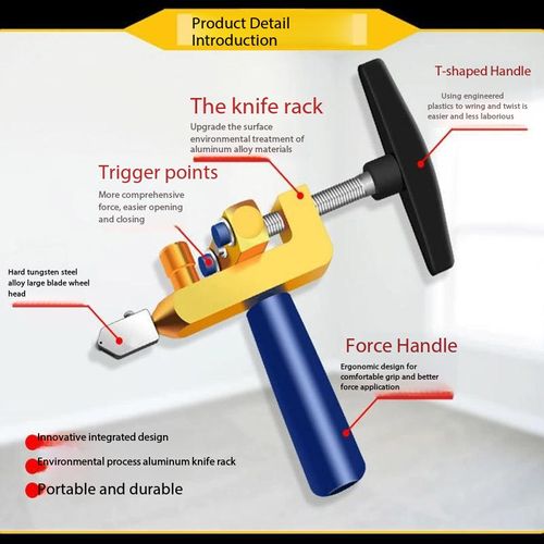 2-in-1 Tile & Glass Cutting Tool, Integrated Tile Cutter, Professional Ceramic Glass Opener for Glazed Tile, Slab Tile and Glass
