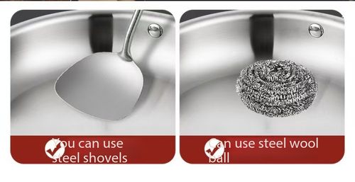 3 Pack Coating-Free Stainless Steel Frying Pan, Non-Stick Flat Skillet, Works on All Stoves for Home Cooking