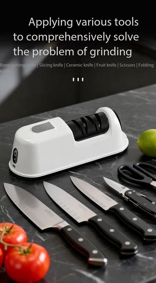 Electric Knife Sharpener 3-Sec Fast Sharpening USB Rechargeable Automatic Multifunction Knife Scissors Sharpener with Suction Base Replaceable Grinding Wheel Kitchen