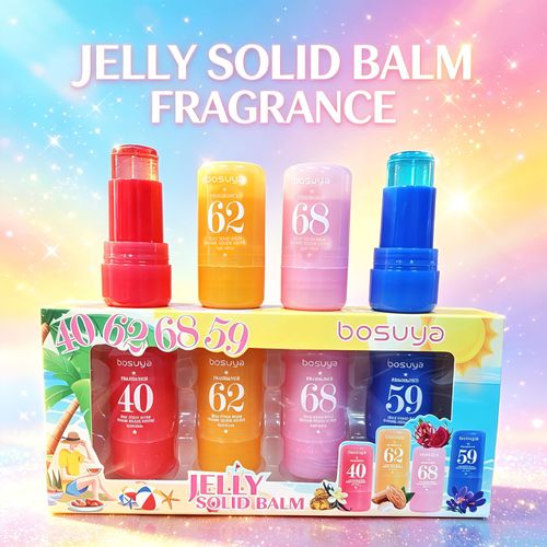 Bosuya 4PCS Jelly Solid Perfume Balm Set – Long Lasting Fragrance Stick for Women & Men, Portable & Non-Sticky