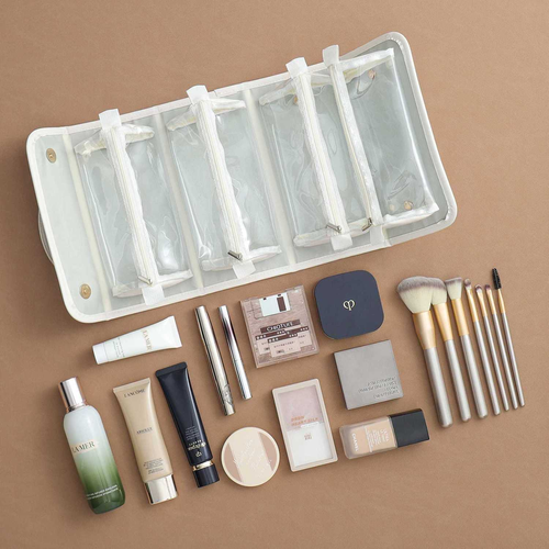 2026 New 4-in-1 Detachable Foldable Makeup Bag Large Capacity Travel Cosmetic Organizer PU Leather Toiletry Bag with 4 Clear Removable Pouches for Women Nigeria