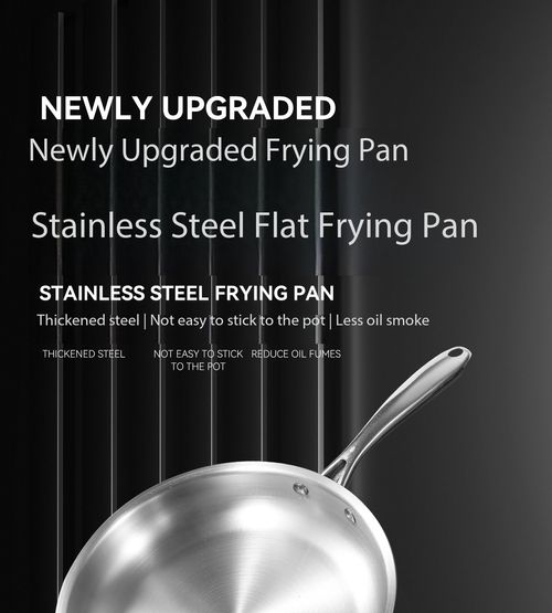 3 Pack Coating-Free Stainless Steel Frying Pan, Non-Stick Flat Skillet, Works on All Stoves for Home Cooking