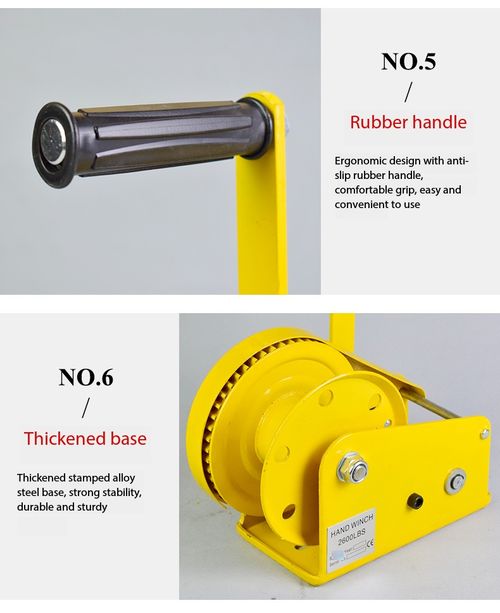 Self-Locking Hand Crank Winch with 10m Steel Wire Rope, 2-Way Brake Manual Winch, Heavy Duty Lifting Pulling Tool for Construction, Warehouse, Mining & Transport