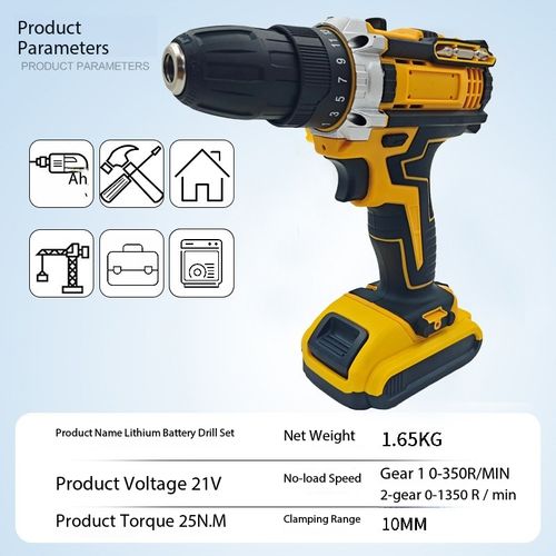 36V Cordless Lithium Drill Set 25N.M Torque Dual Speed 0-1350RPM Electric Screwdriver with 2 Batteries Drill Bits Sockets Flexible Shaft for Home DIY Construction Nigeria