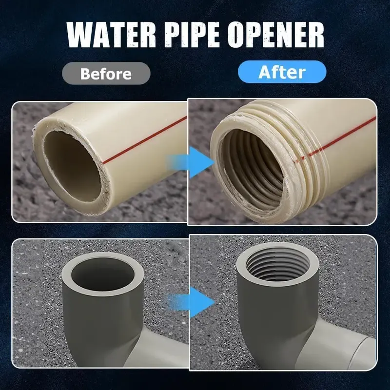 3‑Piece PPR PVC Pipe Tap Tool Kit, Integrated Internal & External Thread Tapping Cutter, Pipe Thread Repair Tool for Water Pipe
