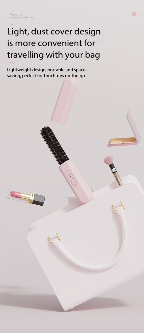 Portable Wireless Mini Hair Straightener Comb, Rechargeable Negative Ion Straightening Brush, 3 Temperature Settings, Travel Capsule Hot Comb for Smooth Frizz-Free Hair