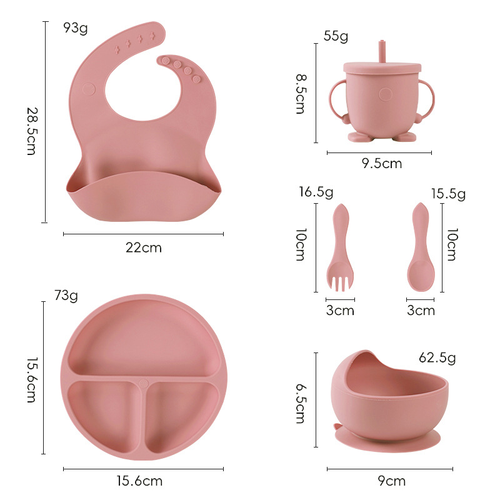 8Pcs Baby Silicone Feeding Tableware Set