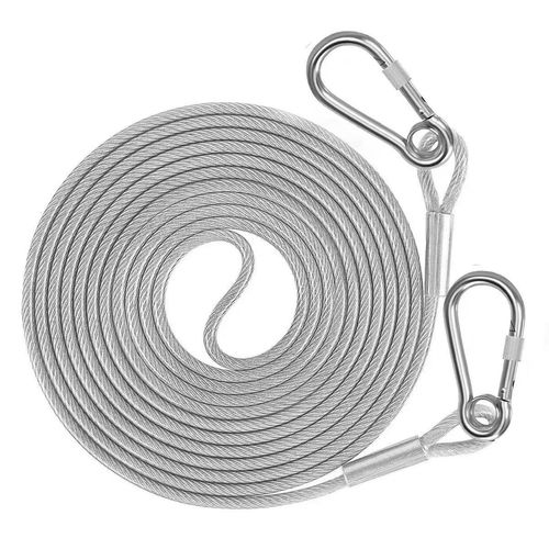 Heavy Duty Stainless Steel Wire Clothesline with Hooks - Rust-Proof Outdoor Laundry Rope