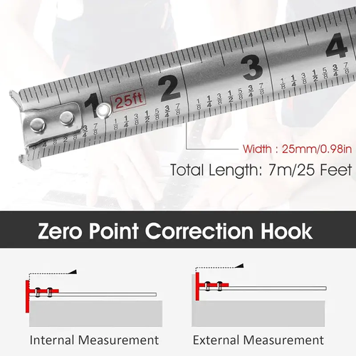 7.5m Stainless Steel Tape Measure Waterproof Rustproof Hollow Frame Industrial Grade Self-Lock Anti-Drop Wear-Resistant Measuring Tape for Construction Site