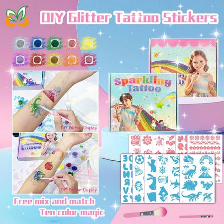 Glitter Hollow Face Sticker Glitter Powder Tattoo DIY Children's Tattoo Sticker Creative Body Painted Suit Sticker