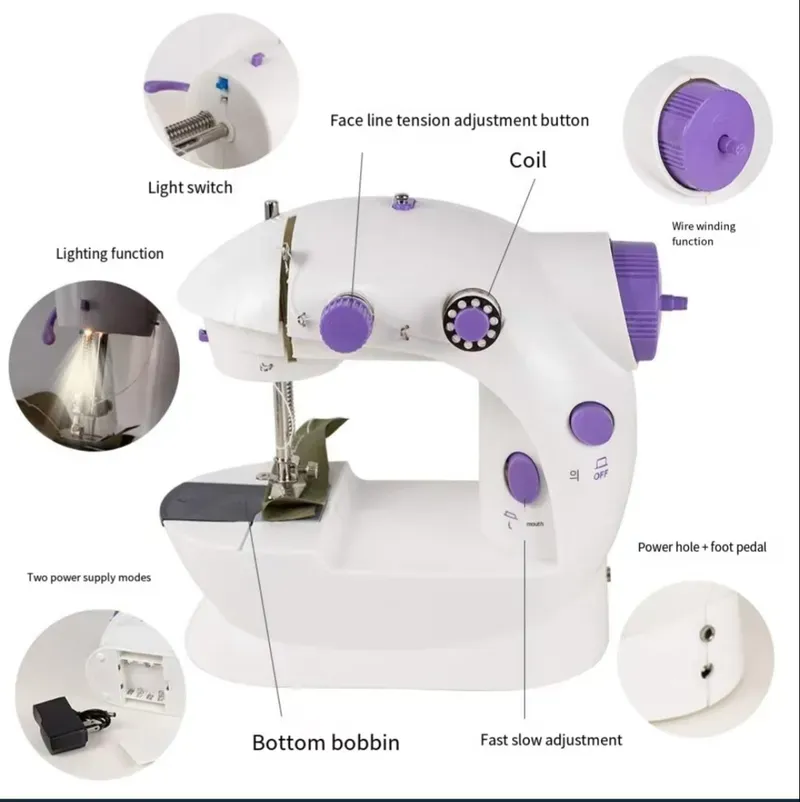 18 🔥💯🏹 Household Small Mini Sewing Machine Household Mini Electric Desktop Multi-Function Automatic Sewing Machine.💫😎👉