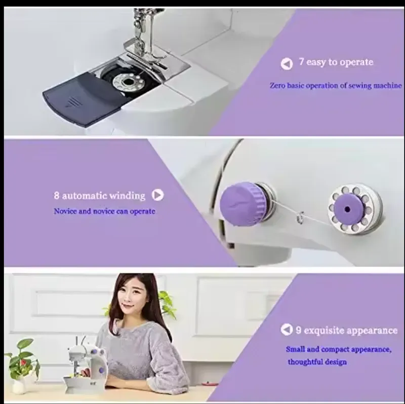 18 🔥💯🏹 Household Small Mini Sewing Machine Household Mini Electric Desktop Multi-Function Automatic Sewing Machine.💫😎👉