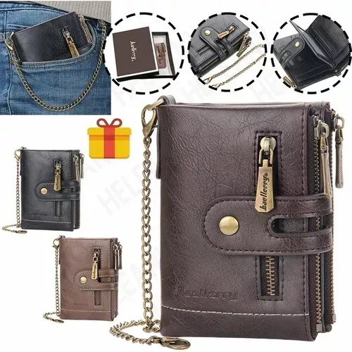Men's Vintage Bifold Wallet with Chain