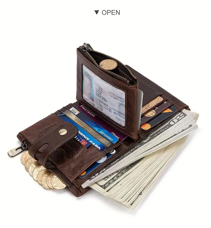 Men's Vintage Bifold Wallet with Chain