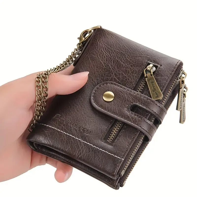 Men's Vintage Bifold Wallet with Chain
