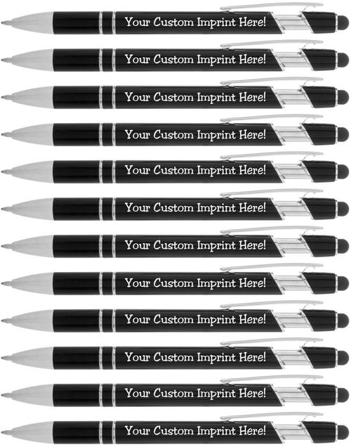 Custom Metal Printed Name Pen, Black Ink 8-Pack