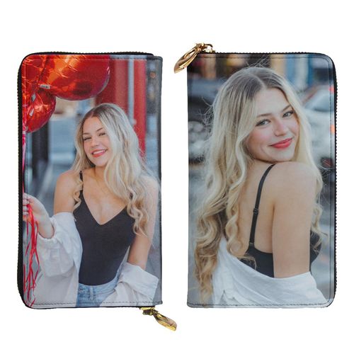 Custom Leather Zipper Wallets Personalized Photo