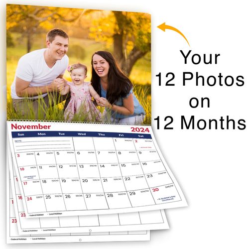 Custom Photo Wall Calendar 2024-2025 for Home & Office - Print 13 Memories & Make Your Own Personalized Calendar