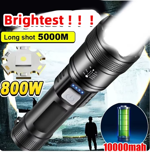 Night Sky Conqueror! Africans' 30W Super Bright Zoom Flashlight, Penetrates Darkness up to 1000 Meters!