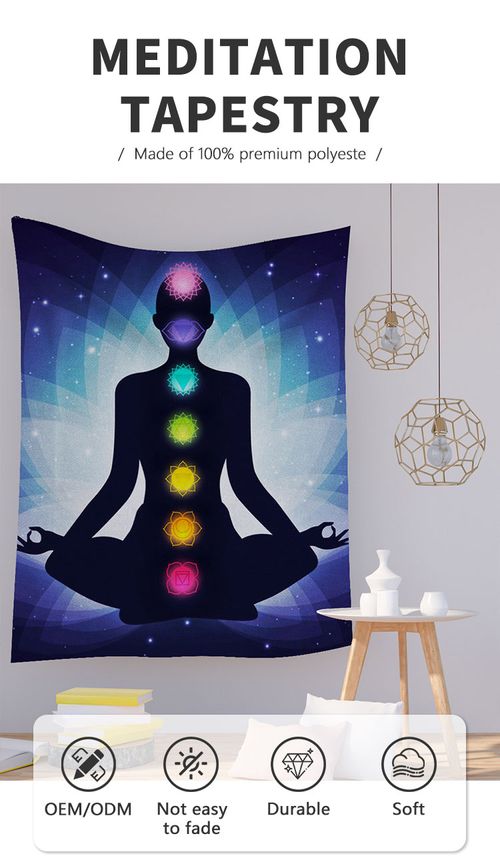 7 CHAKRAS Tapestry Mandala Tapestri Elephant Tapestry Wall Hanging College Dorm Decoration Meditation Yoga Mat Rug