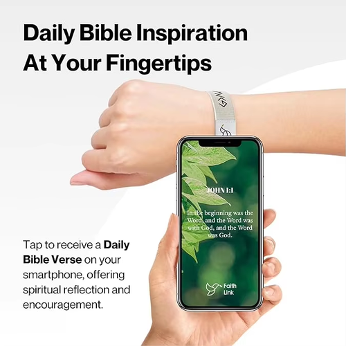 Tiktok Hot Selling Christian Gift Wearable Fabric Smart NFC Rfid Wristbands Custom Dropshipping Scan Daily Bible Verse Bracelet