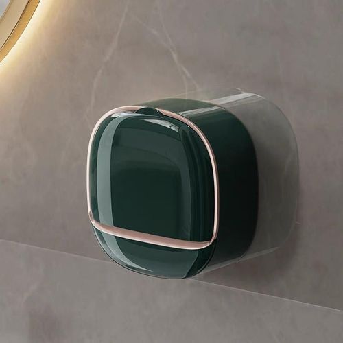 Modern exquisite best-selling wall-mounted soap rack luxury foldable soap storage box with drainage design and adhesive buckle. Buy one get one free, two pieces in total. (Colors are randomly matched)
