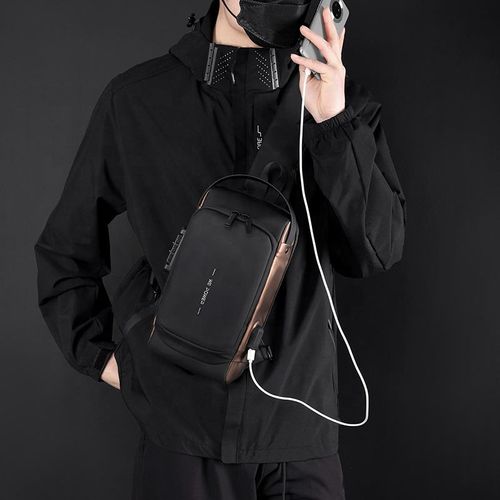 Hot Sell Crossbody Chest Bag with USB and Coded Lock Anti-theft Shoulder Bag Fashion Sling Bag Waterproof Custom Logo for Men