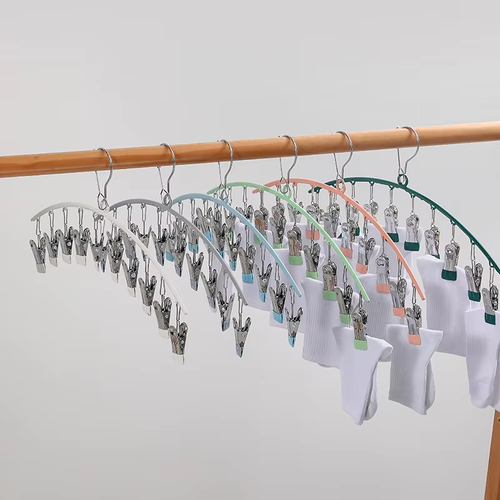 Wholesale Portable Underwaist Socks Organizer Stainless Steel Magic Hanger with 10 Clips for Socks & Clothing