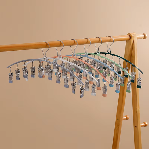 Wholesale Portable Underwaist Socks Organizer Stainless Steel Magic Hanger with 10 Clips for Socks & Clothing