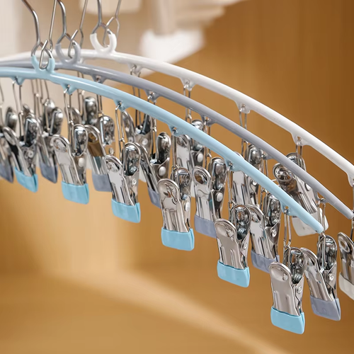 Wholesale Portable Underwaist Socks Organizer Stainless Steel Magic Hanger with 10 Clips for Socks & Clothing