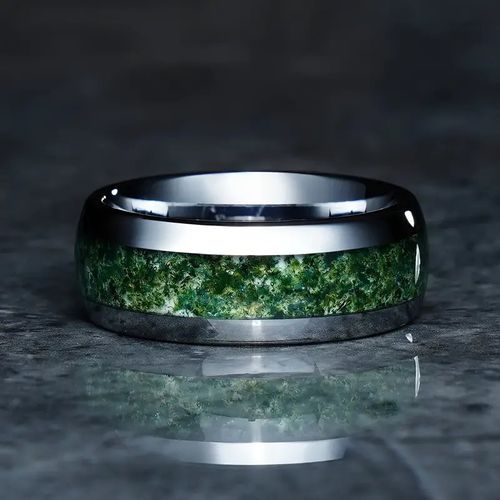 Coolstyle Jewelry 8mm Engagement Wedding Band for Men Women Purple Glasses Chip Inlay Black Hammered Tungsten Carbide Ring