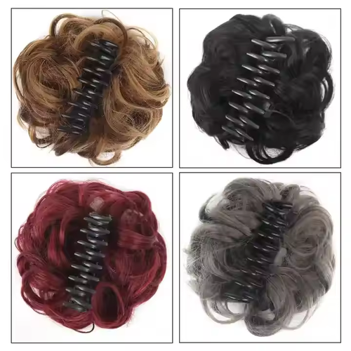 Messy Beauty Wig Female Bun Curly Extended Short Hair Synthetic Hair Donut Curly Hair Claw Clip Wig